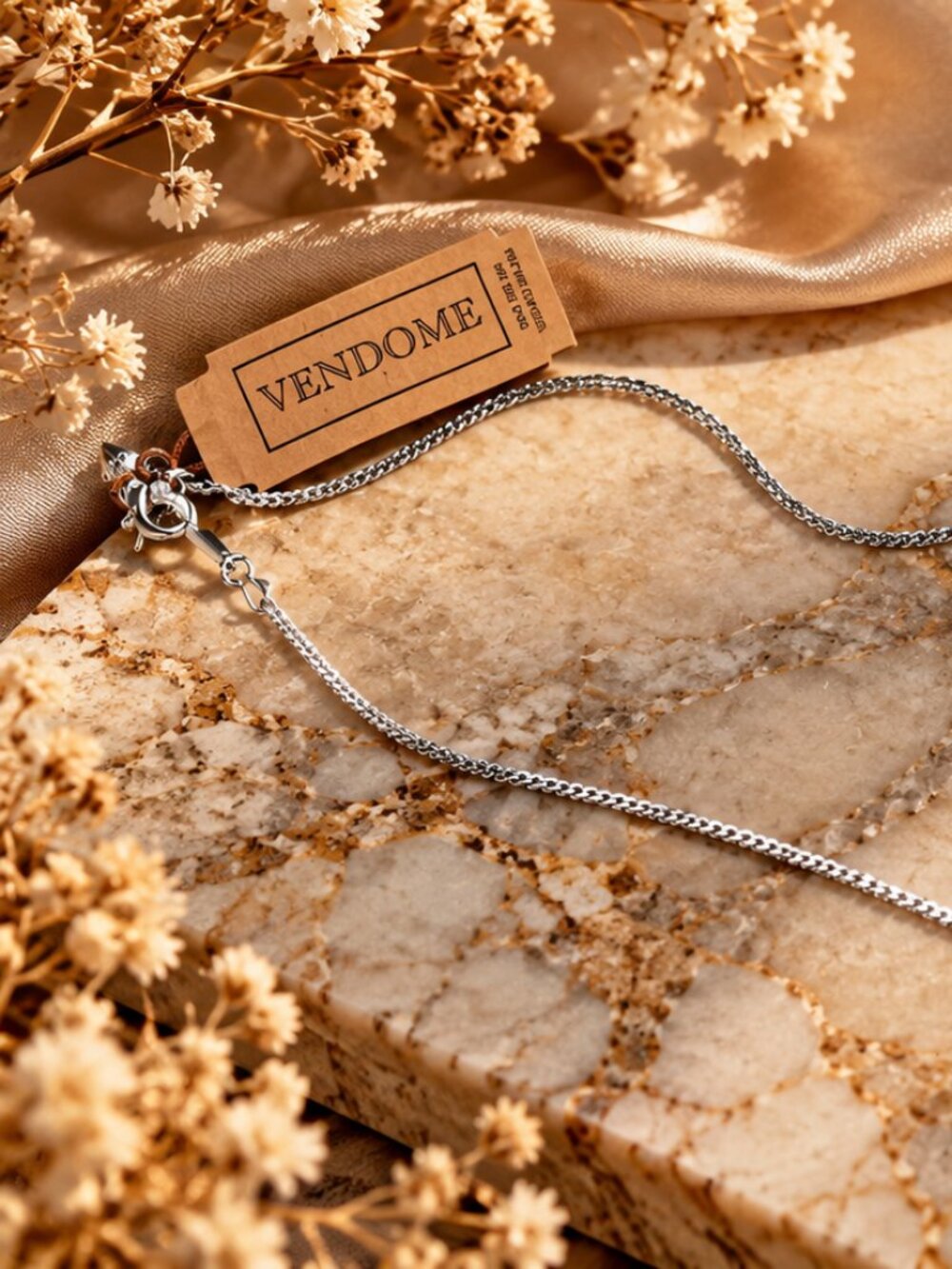 Vintage Vendome Silver Tone Chain Necklace with Original Tag